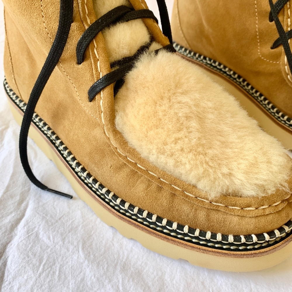 Freda Salvador Winnie Moccasin Boots Hazel Suede With Shearling 8.5 - Picture 3 of 13